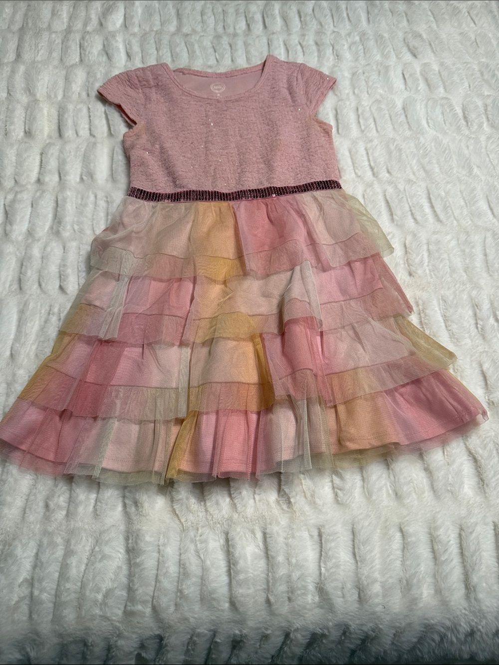 wonder nation Pink & Gold Layered Tulle Party Dress